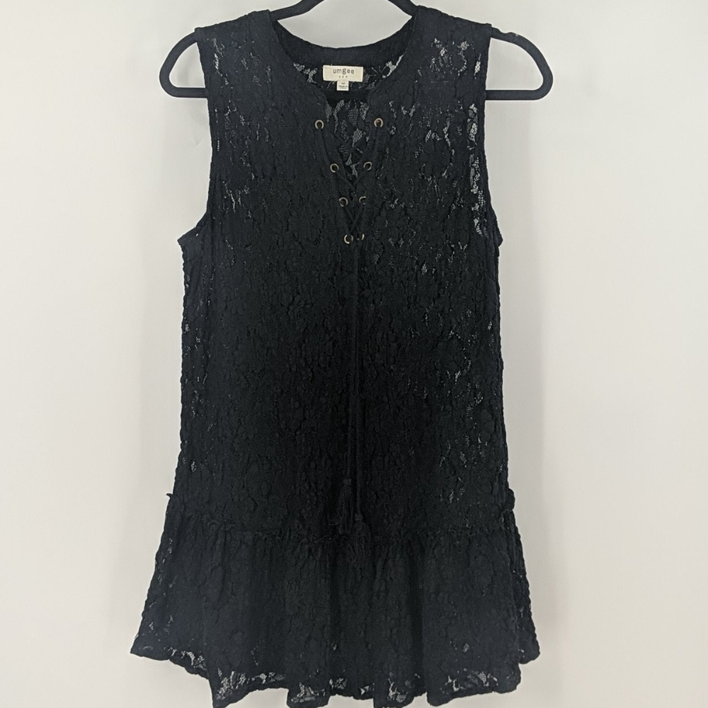 UMGEE Sheer Lace Tassel Dress Tunic
